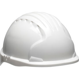 Evolution Deluxe Short Brim Hard Hat HDPE Shell, 6-Pt Suspension w/Ratchet Adjustment, White