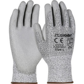 Seamless Knit HPPE Blended Glove Polyurethane Coated Flat Grip, 2XL, Salt & Pepper, 12PR