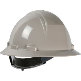 Type II Full Brim Hard Hat HDPE Shell, 4-Pt Textile Suspension, Ratchet Adjustment, Gray