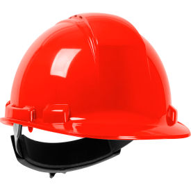 Cap Style Hard Hat HDPE Shell, Vented 4-Pt Textile Suspension, Ratchet Adjustment, Red
