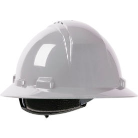 Full Brim Hard Hat HDPE Shell, Vented, 4-Pt Suspension, Ratchet Adjustment, Gray