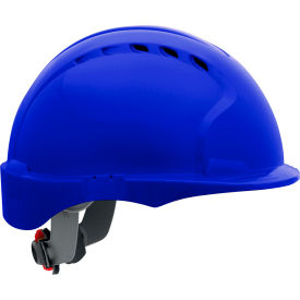 Evolution Deluxe Short Brim Hard Hat HDPE Shell, 6-Point Suspension, Ratchet Adjustment, Blue