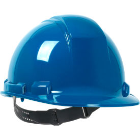 Cap Style Hard Hat HDPE Shell, 4-Point Textile Suspension, Pin-Lock Adjustment, Sky Blue
