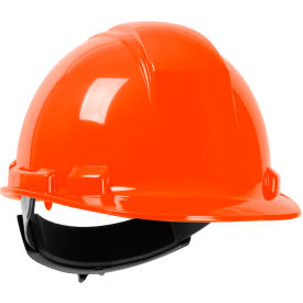 Cap Style Hard Hat HDPE Shell, 4-Point Textile Suspension, Wheel Ratchet Adjustment, Orange