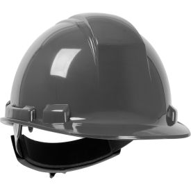 Cap Style Hard Hat HDPE Shell, 4-Pt Textile Suspension, Wheel Ratchet Adjustment, Dark Gray
