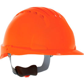 Hard Hat with Standard Brim, Vented HDPE Shell, 6-Point Suspension, Neon Orange