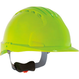 Standard Brim, Vented Hard Hat with HDPE Shell, 6-Point Suspension, Neon Yellow