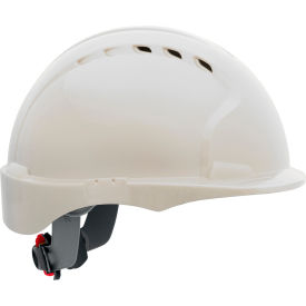 Short Brim Hard Hat HDPE Shell, 6-Pt Suspension, Ratchet Adjustment, White