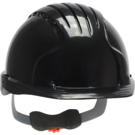 Evolution Deluxe Cap Style Hard Hat HDPE Shell, 6-Pt Polyester Suspension, Ratchet Adj., Black