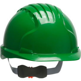 Cap Style Hard Hat HDPE Shell, 6-Pt Polyester Suspension, Ratchet Adj., Green