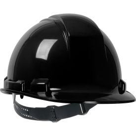 Cap Style Hard Hat with HDPE Shell, 4-Point Textile Suspension and Pin-Lock Adjustment in Black