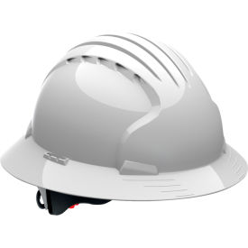 Evolution Deluxe 6161 Full Brim Hard Hat HDPE Shell, 6-Pt Polyester Suspension, Ratchet Adj., White