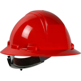 Type II Full Brim Hard Hat with HDPE Shell, 4-Point Textile Suspension, Ratchet Adjustment in Red color