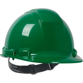 Cap Style Hard Hat with HDPE Shell, 4-Point Textile Suspension and Pin-Lock Adjustment, Green