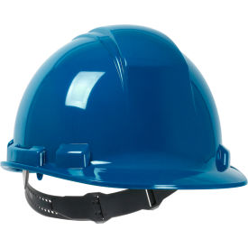 Cap Style Hard Hat HDPE Shell, 4-Point Textile Suspension, Pin-Lock Adjustment Royal