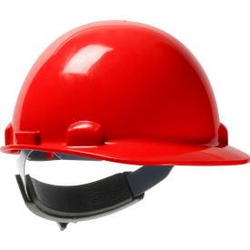 Dynamic Cap Style Dome Hard Hat HDPE Shell, 6-Pt Suspension, Rachet Adjustment, Red