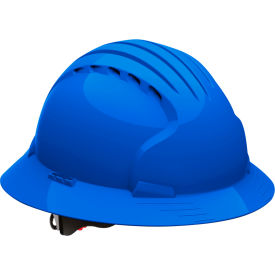 Evolution Deluxe 6161 Full Brim Hard Hat HDPE Shell, 6-Pt Suspension, Ratchet Adjustment, Blue