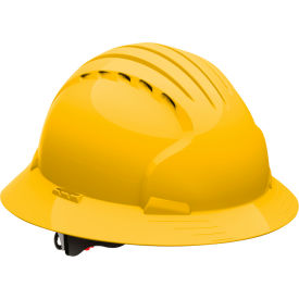 Evolution Full Brim Hard Hat HDPE Shell, 6-Pt Suspension, Ratchet Adjustment, Yellow