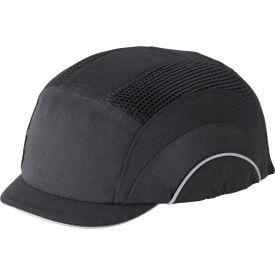 Baseball Style Bump Cap with HDPE Protective Liner, Adjustable Back, Micro Brim, Black