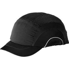 A1+ Baseball Style Bump Cap HDPE Protective Liner W/Adjustable Back, Short Brim, Black