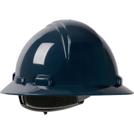 Full Brim Hard Hat, HDPE Shell, 4-Pt Nylon Webbing Cradle, Ratchet Adjustment, Navy