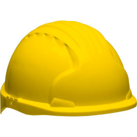 Evolution Deluxe Short Brim Hard Hat HDPE Shell, 6-Pt Suspension w/Ratchet Adjustment, Yellow