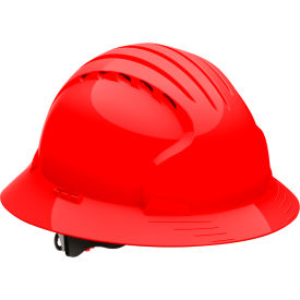 Evolution Deluxe 6161 Full Brim Hard Hat HDPE Shell, 6-Pt Suspension, Ratchet Adjustment, Red