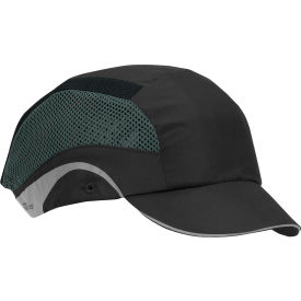 Aerolite Lightweight Baseball Style Bump Cap HDPE Liner and Adj. Back, Short Brim, Black