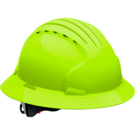 Evolution Deluxe 6161 Full Brim Hard Hat HDPE Shell, 6-Pt Suspension, Ratchet Adjustment, Neon Yellow