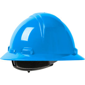 Full Brim Hard Hat with HDPE Shell, 4-Point Nylon Webbing Cradle, Ratchet Adjustment - Sky Blue