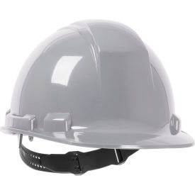 Cap Style Hard Hat with HDPE Shell, 4-Point Textile Suspension, Pin-Lock Adjustment - Gray