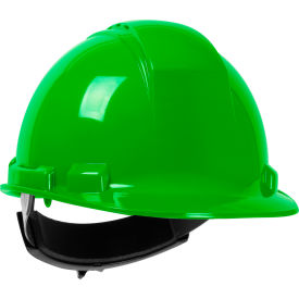 Cap Style Hard Hat HDPE Shell, Vented 4-Pt Textile Suspension, Ratchet Adjustment, Lime
