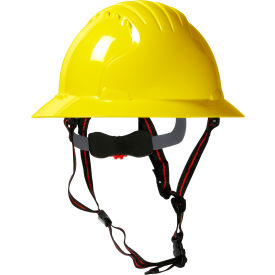 Evo 6161 Ascend Full Brim Safety Helmet HDPE Shell, 6-Pt Suspension, Wheel Ratchet Adjustment, Ylw