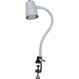 24" Long Flexible Arm, 5 Watt LED Task Lamp w/ Quick Disconnect Coupler Base, Gray