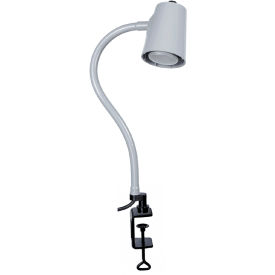 18" Long Flexible Arm, 5 Watt LED Task Lamp with 2" Opening C-Clamp Base, Gray