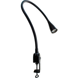 24" Long Flexible Arm, 7 Watt LED Task Lamp w/ 2" Opening C-Clamp Base, Black