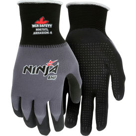 Ninja BNF Gloves, 15 Gauge Nylon, Nitrile Coated Palm/Fingertips w/Dots, 12 Pairs
