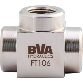 3 Way Hydraulic Fitting, Cross, Female 3/8"-18NPTF to Female 3/8"-18NPTF