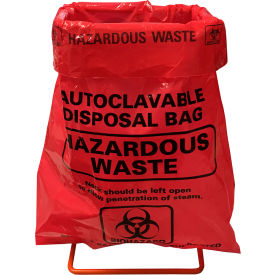 Red Biohazard Bags w/ Black Printed Markings, 8-1/2" x 11", 100/box