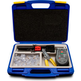 High-Speed, Pass-Thru RJ45 Tool Kit with Crimp Tool, Connectors, Wire Cutter, Cable Testers