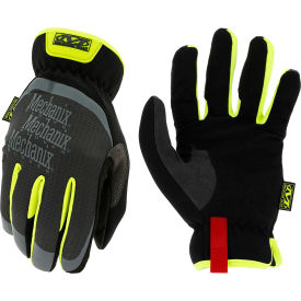 FastFit®Hi-VizRetail Work Gloves, Synthetic Leather, Black, Medium