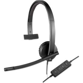 USB H570e Over-the-Head Wired Headset, Monaural, Black