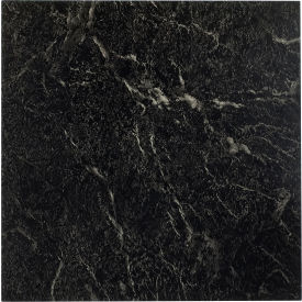 Sterling Self Adhesive Vinyl Floor Tile 12" x 12", Black with White Vein Marble, 20 Pack