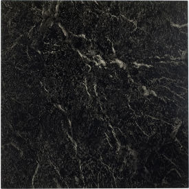 Self Adhesive Vinyl Floor Tile 12" x 12", Black with White Vein Marble, 20 Pack