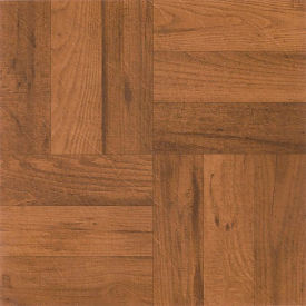 Self Adhesive Vinyl Floor Tile 12" x 12", 3 Finger Med. Oak Parquet, 20 Pack