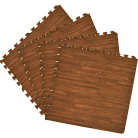 Interlocking Foam Anti Fatigue Floor Tiles 24" x 24", Walnut, 4 Pack
