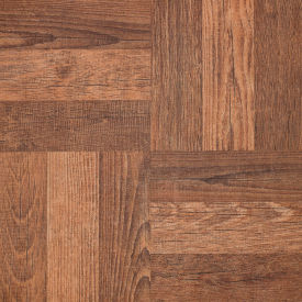 Portfolio Self Adhesive Vinyl Floor Tile 12" x 12", Walnut Parquet, 9 Pack