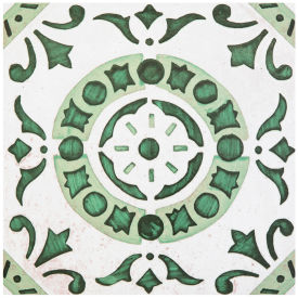 Retro Self Adhesive Vinyl Floor Tile 12" x 12", Green Medallion, 20 Pack