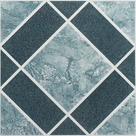 Self Adhesive Vinyl Floor Tile 12" x 12", Light/Dark Blue Diamond Pattern, 20 Pack