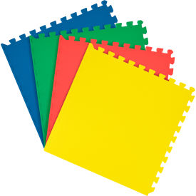 Interlocking Foam Anti Fatigue Floor Tiles 24" x 24", Multi Color, 4 Pack